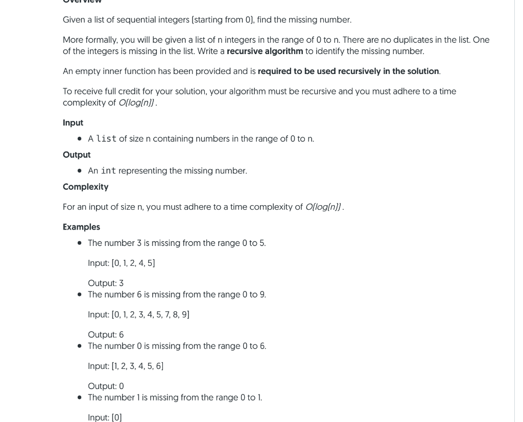 Solved Given a list of sequential integers (starting from | Chegg.com
