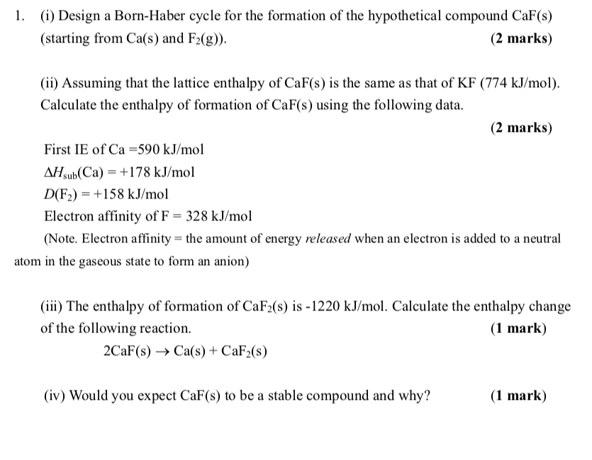 task 5 born haber cycle problems answers