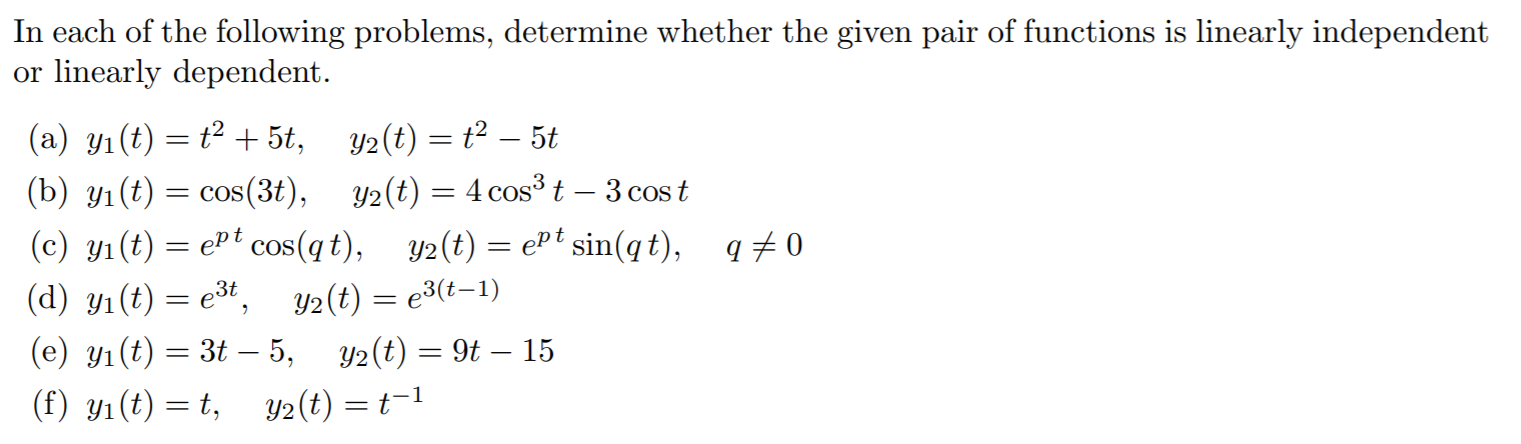 Solved In each of the following problems, determine whether | Chegg.com