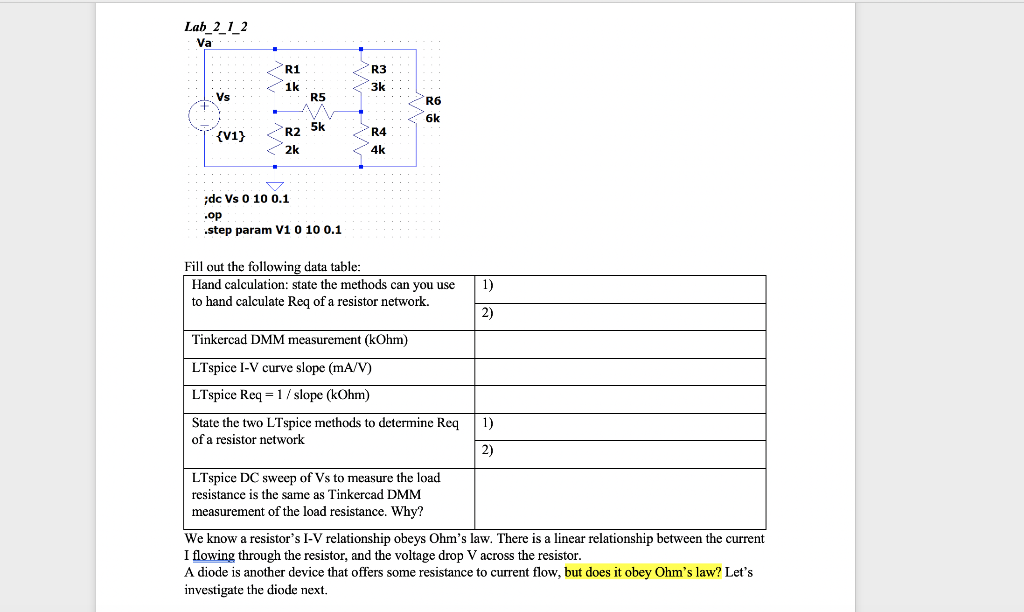 Solved Lab212 Va R1 1k R3 3k R5 Nan R6 6k V1 R25k 2k R4 6586