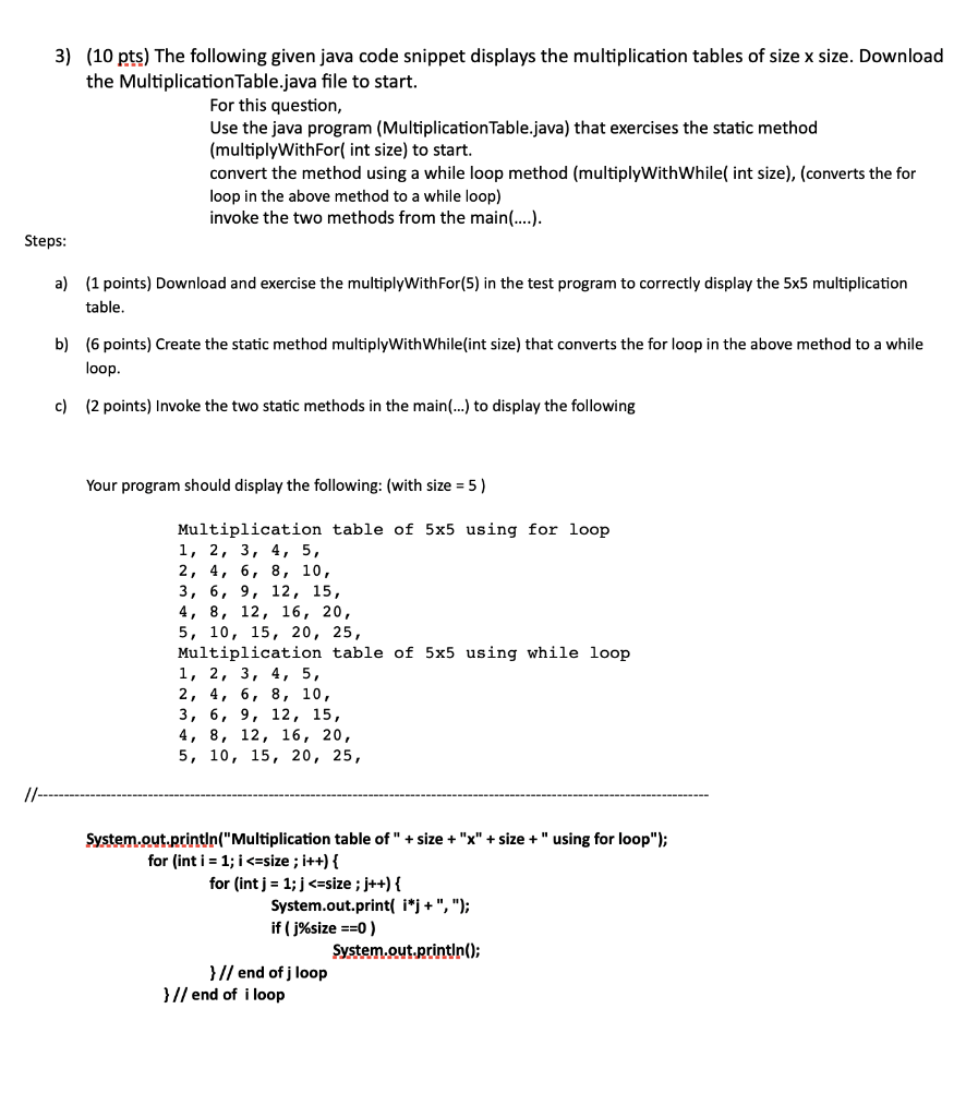 Solved 3) (10 pts) The following given java code snippet | Chegg.com