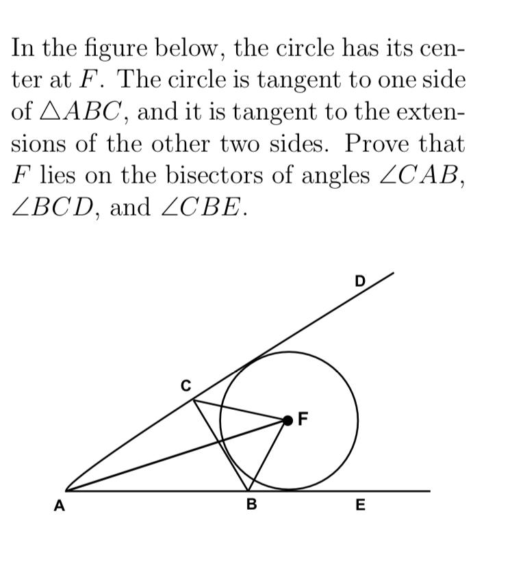 Solved In the figure below, the circle has its center at F. | Chegg.com