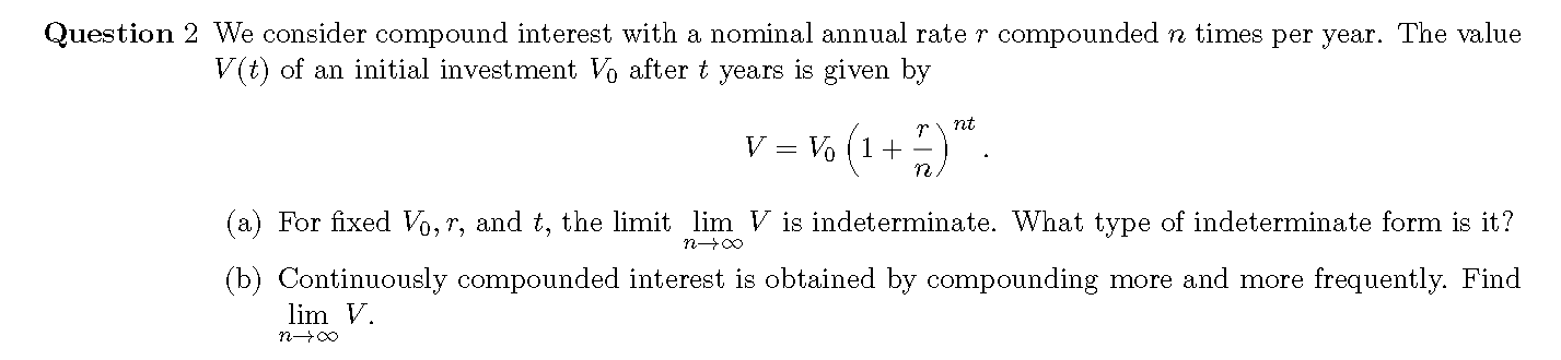 Solved Question 2 We consider compound interest with a | Chegg.com