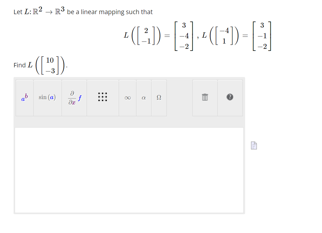 Solved Let L:R2→R3 be a linear mapping such that | Chegg.com