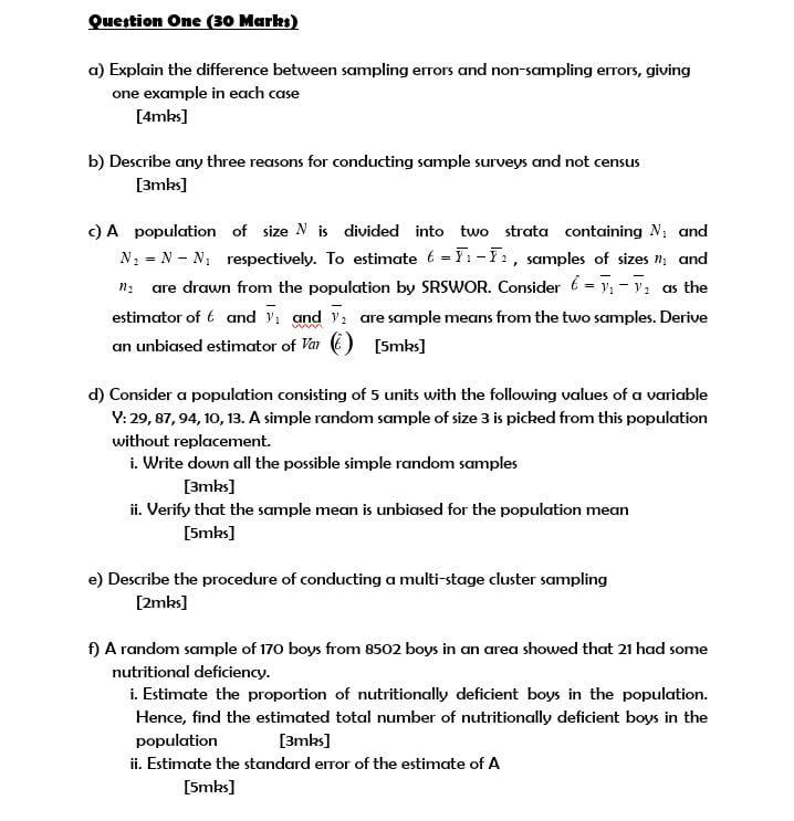 Solved Question One (30 Marks) a) Explain the difference | Chegg.com