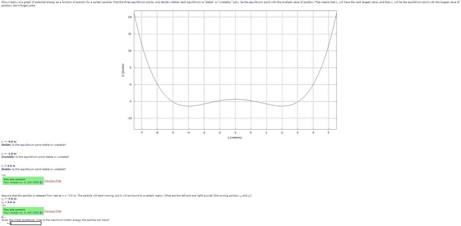 Solved Shown below is a graph of potential energy as a | Chegg.com