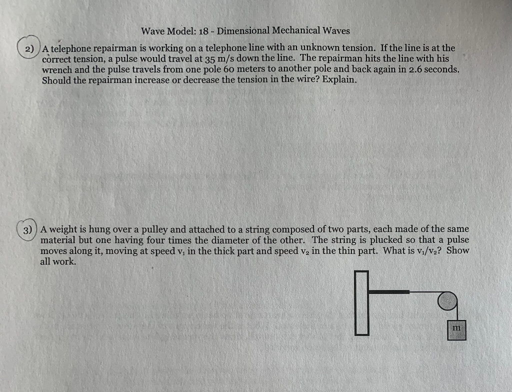 Mechanic Wave Problem Solving Solved Wave Model: 18- Dimensional Mechanical Waves 2) A | Chegg.com