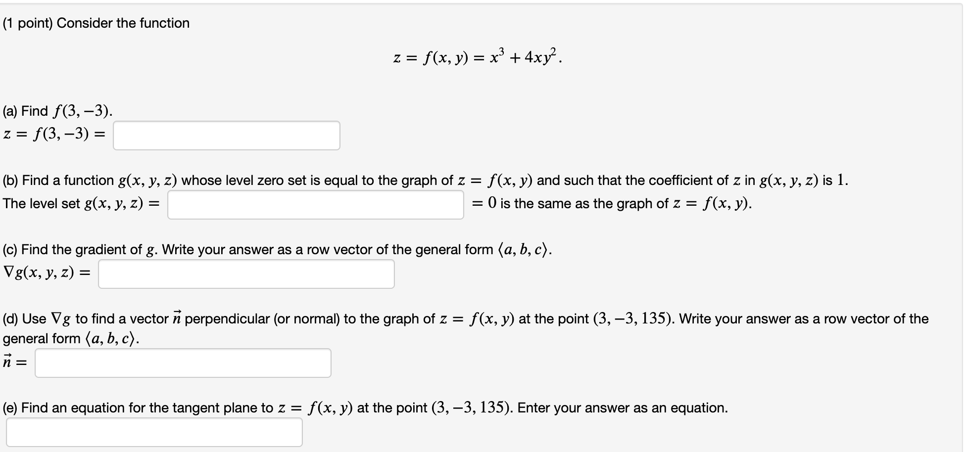 1 Point Consider The Function Z F X Y X3 Chegg Com