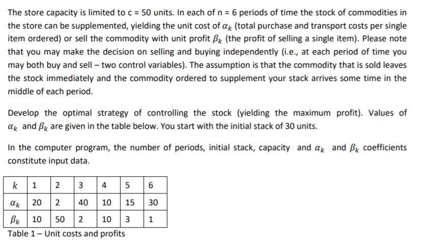 Solved The store capacity is limited to c = 50 units. In | Chegg.com