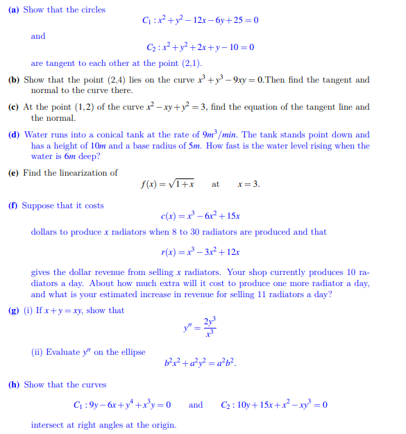 Solved A Show That The Circles 9 X2 Y2 12x 6y 25 0 Chegg Com