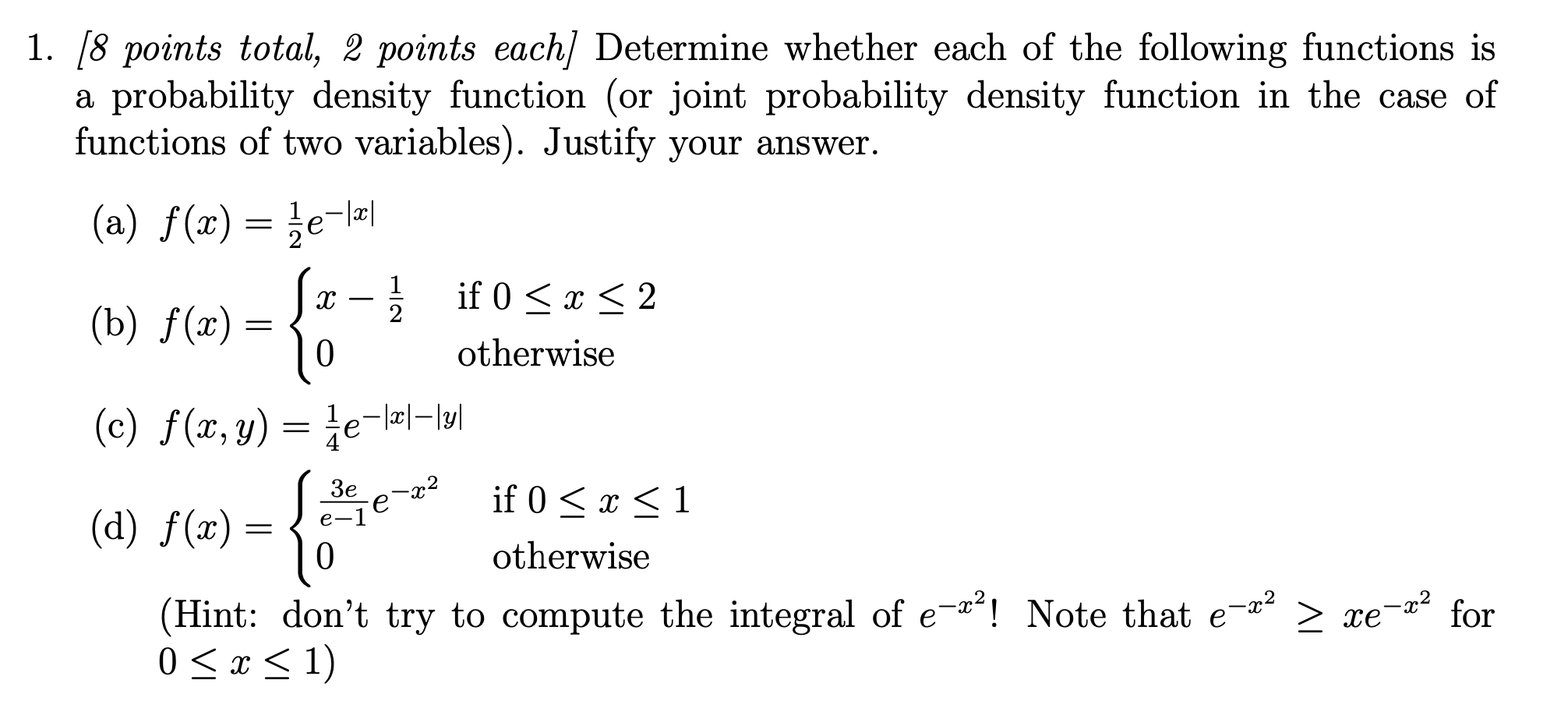 Solved 1 8 Points Total 2 Points Each Determine Whether Chegg