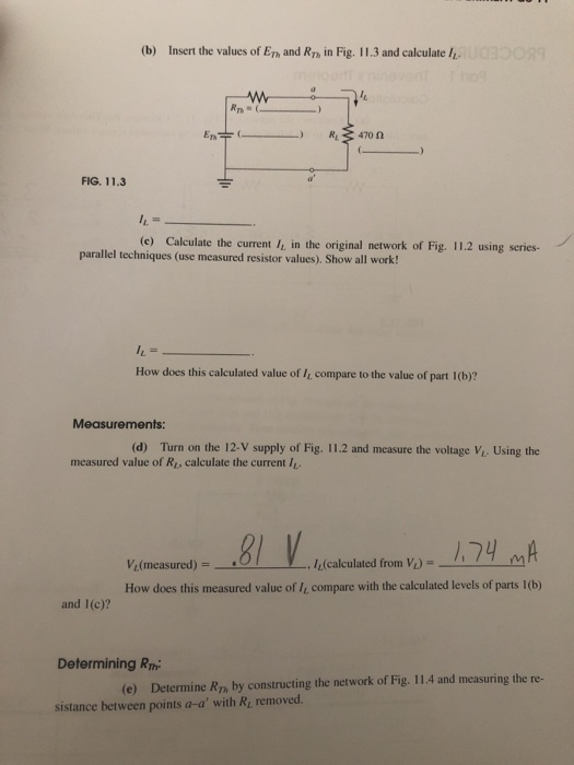 Solved Part 1 Thevenin's Theorem Calculations: a) Construct | Chegg.com