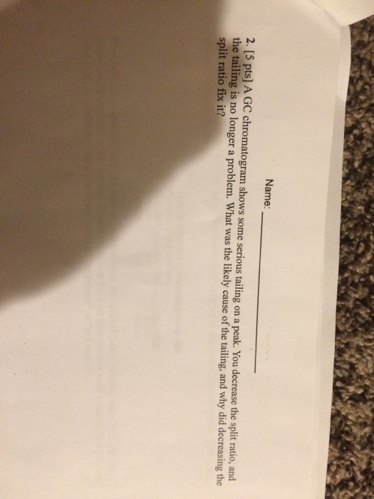 Solved Name: 2. [5 pts] A GC chromatogram shows some serious | Chegg.com