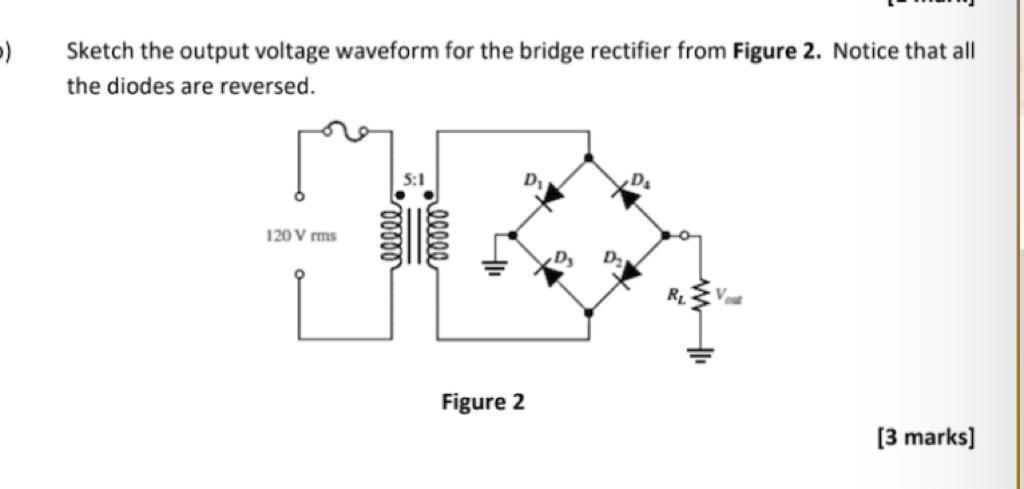 Solved -) Sketch the output voltage waveform for the bridge | Chegg.com