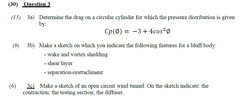 Solved (30) Question 3 (15) 3a) Determine the drag on a | Chegg.com