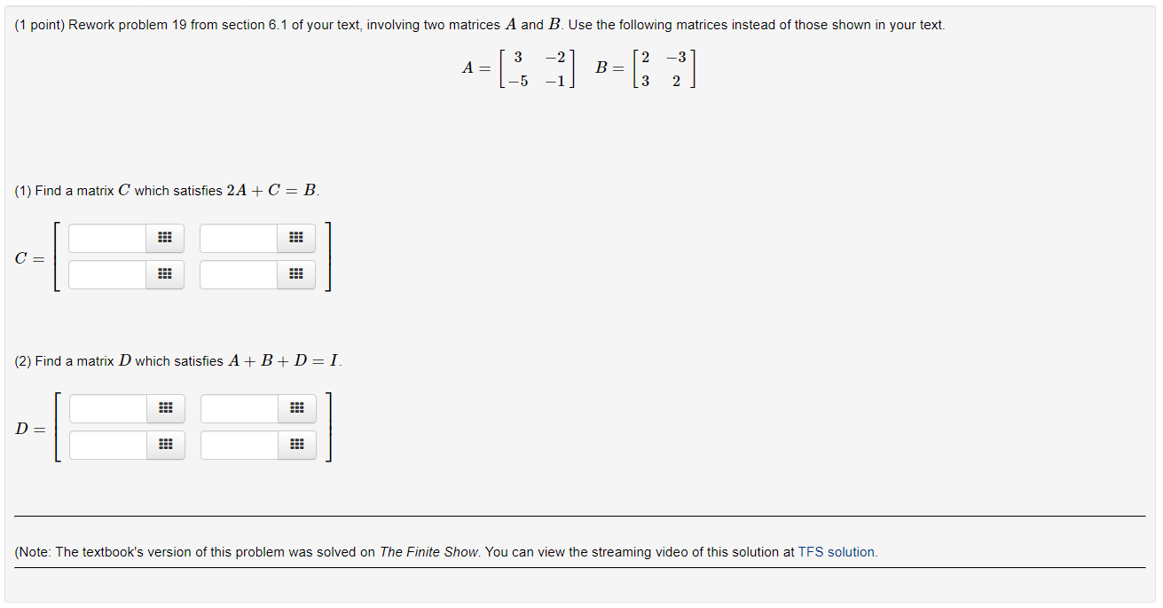 Solved (1 Point) Rework Problem 19 From Section 6.1 Of Your | Chegg.com