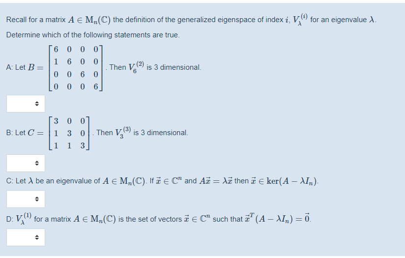 Solved Recall For A Matrix A M C The Definition Of Th Chegg Com