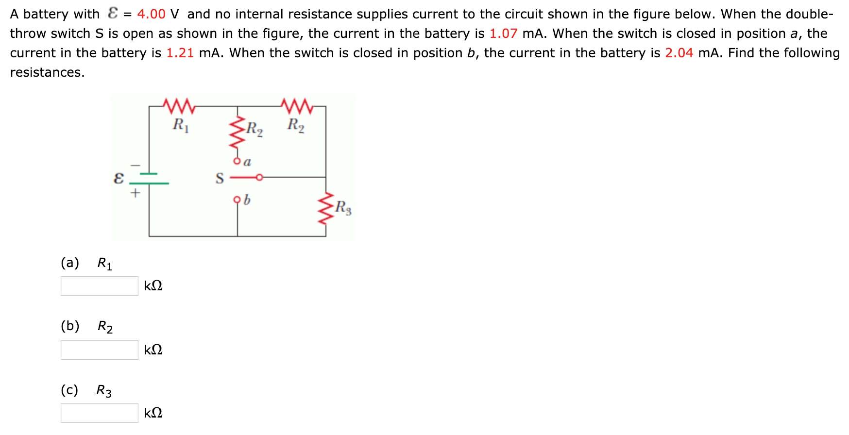 Solved A battery with E = 4.00 V and no internal resistance | Chegg.com