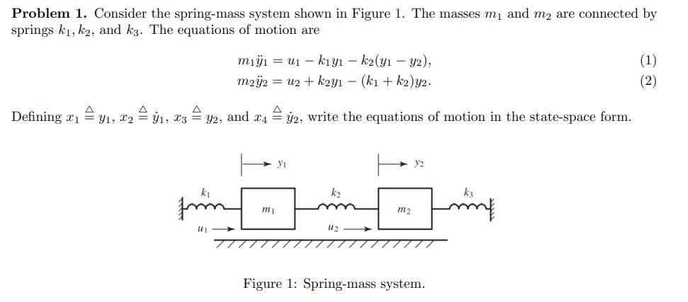 Solved Problem 1. Consider The Spring-mass System Shown In | Chegg.com