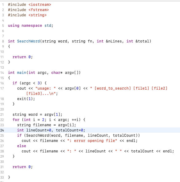Problem 3: (C++) Word Search Write a C++ program that | Chegg.com