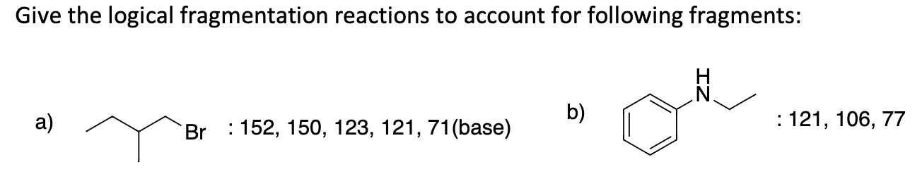 Solved Give the logical fragmentation reactions to account | Chegg.com