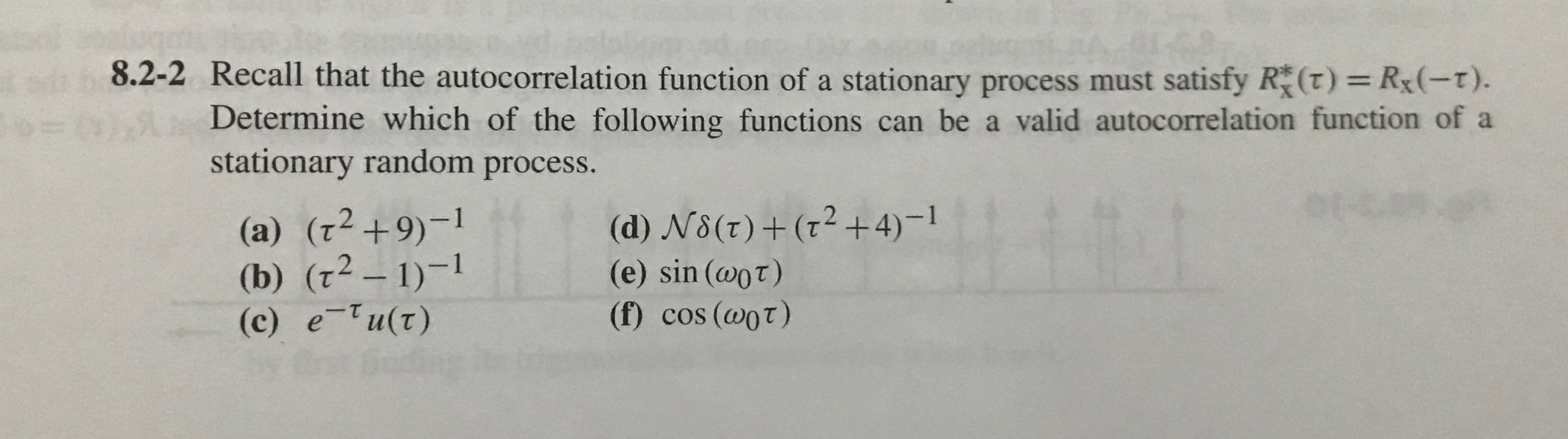 Solved 8.2-2 Recall that the autocorrelation function of a | Chegg.com
