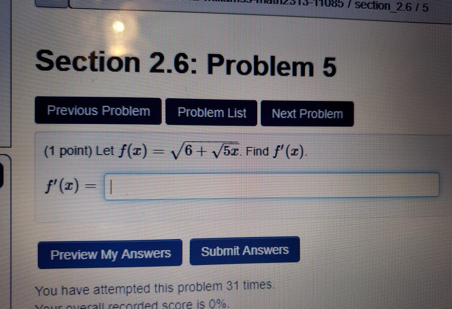Solved Section 2.6: Problem 4 Previous Problem Problem List | Chegg.com