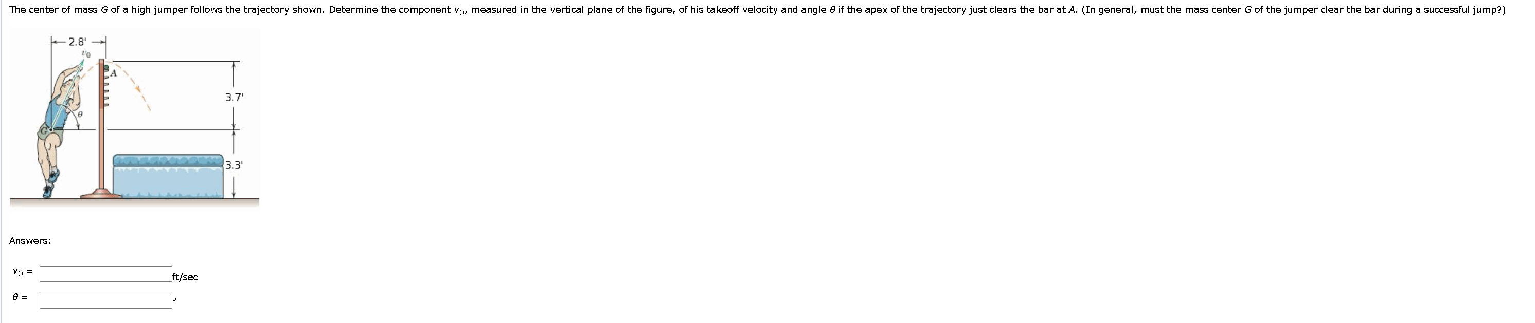 Solved The center of mass G of a high jumper follows the | Chegg.com