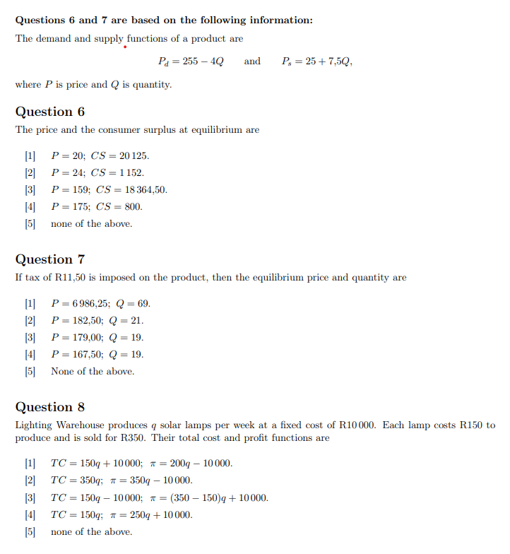 Solved Questions 6 and 7 are based on the following | Chegg.com
