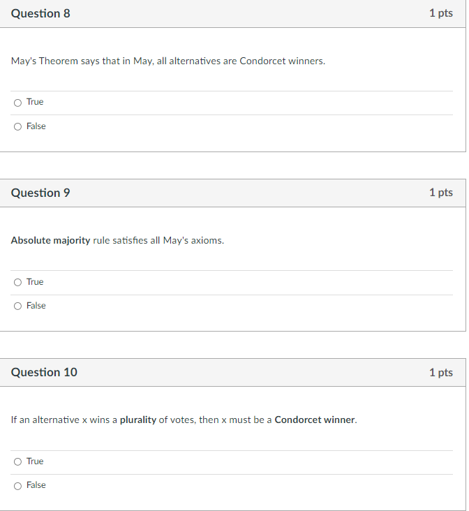 Solved Question 8 1 pts May's Theorem says that in May, all | Chegg.com
