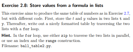 Solved Exercise 2.8: Store values from a formula in lists | Chegg.com