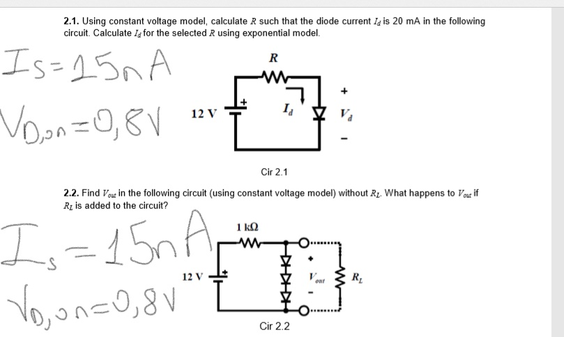 Solved 2.1. Using constant voltage model, calculate R such | Chegg.com