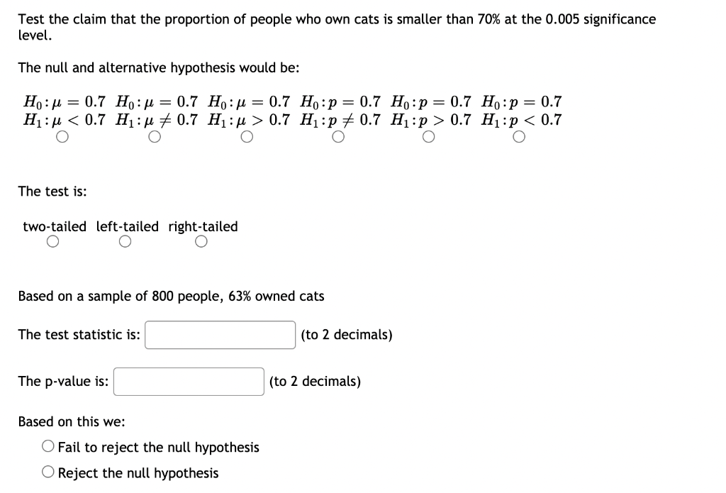 Solved Test the claim that the proportion of people who own | Chegg.com