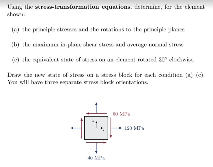 Solved Using The Stress-transformation Equations, Determine, | Chegg.com