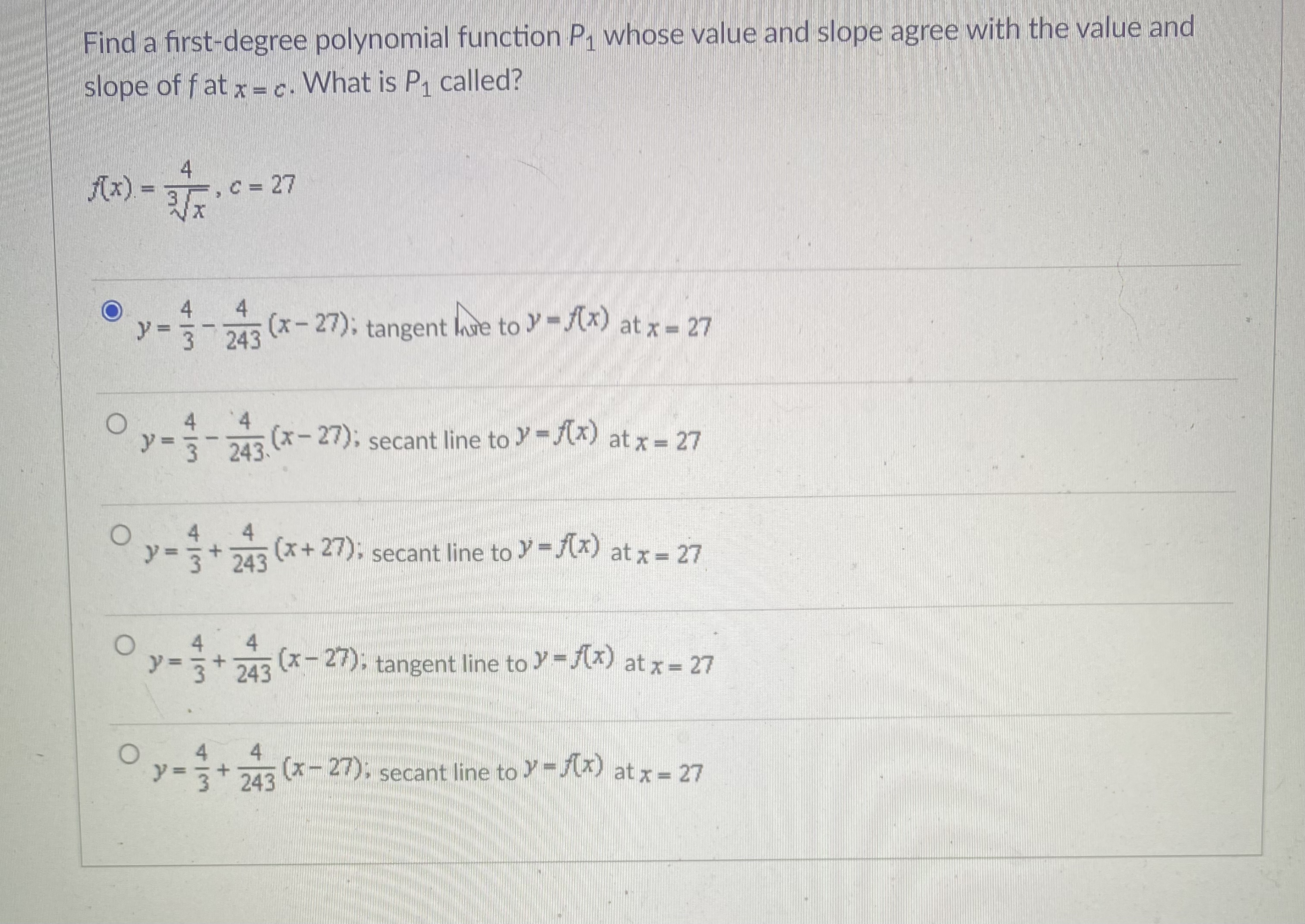 Solved Find A First Degree Polynomial Function P1 Whose 7338