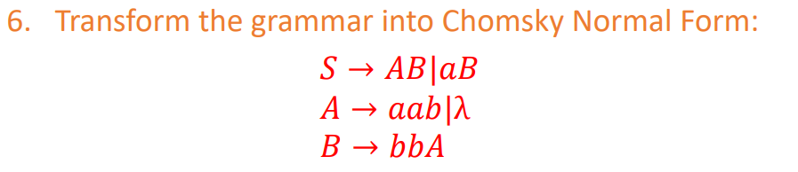 Solved 6. Transform The Grammar Into Chomsky Normal Form: S | Chegg.com