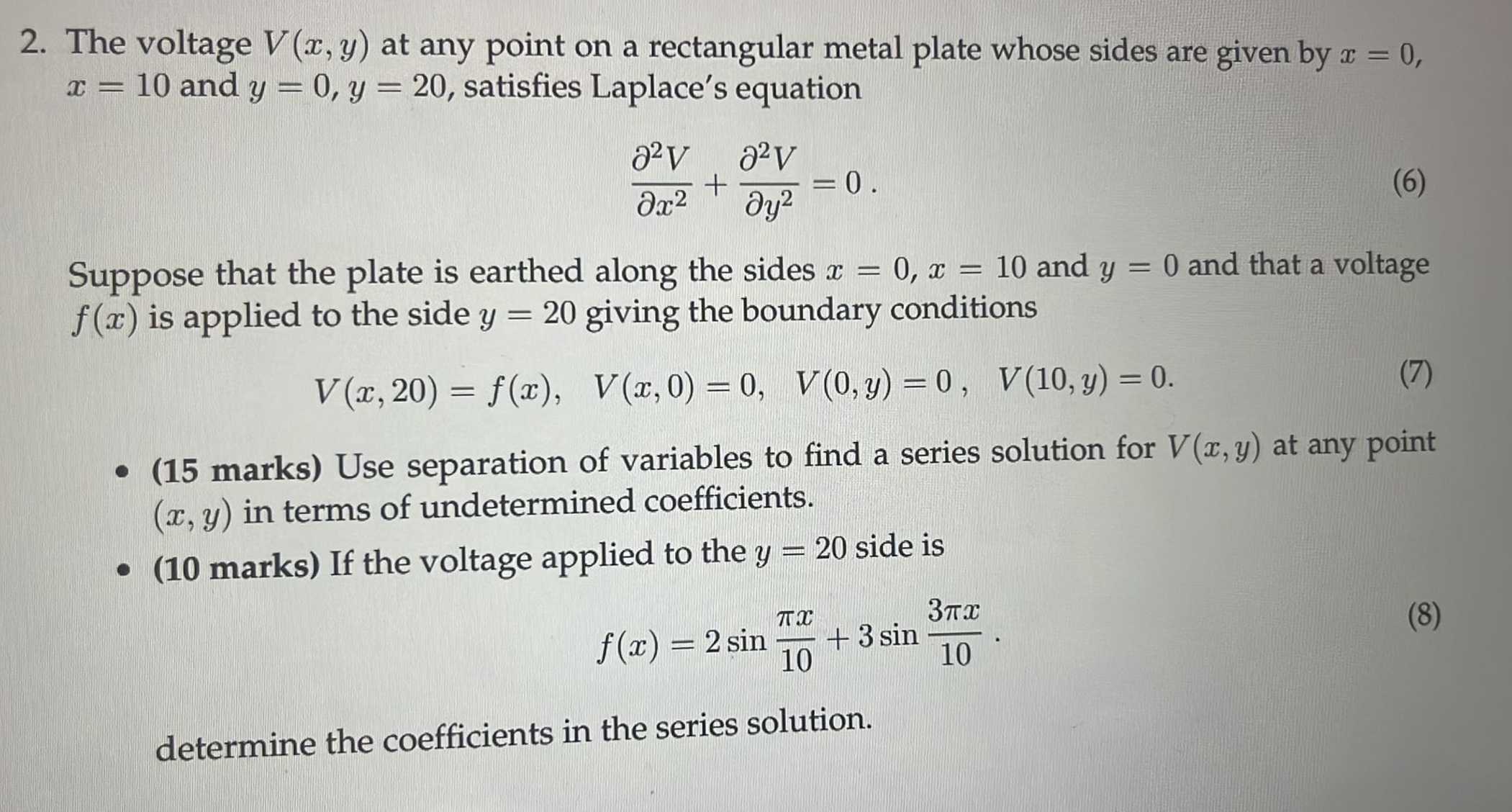 Solved The voltage V(x,y) ﻿at any point on a rectangular | Chegg.com