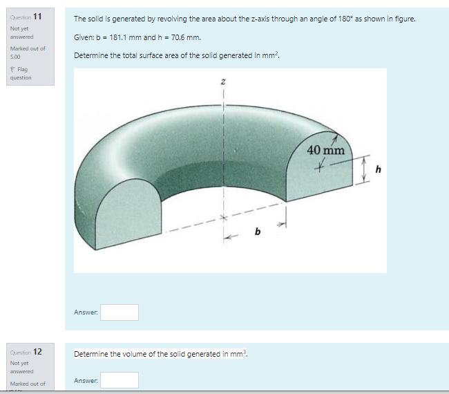 Solved Question 11 Not yet answered The solid is generated | Chegg.com