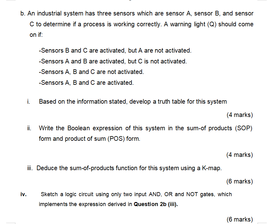 Solved B. An Industrial System Has Three Sensors Which Are | Chegg.com