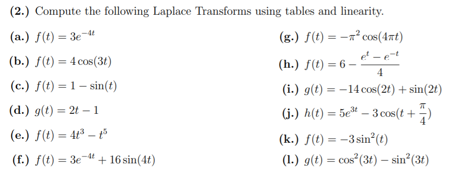 Solved 4 2 Compute The Following Laplace Transforms Us Chegg Com