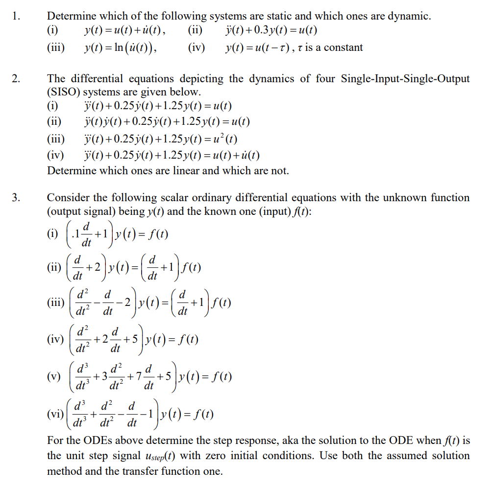 solved-determine-which-of-the-following-systems-are-static-chegg