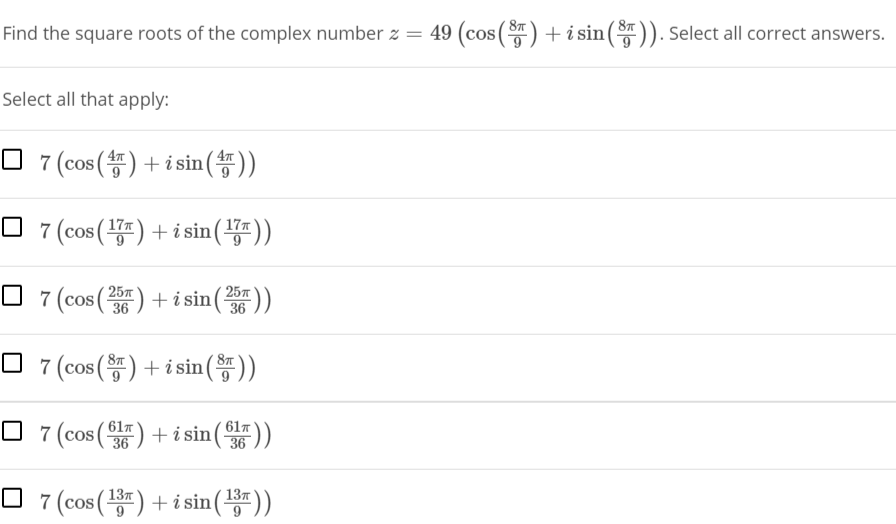 Solved Find the square roots of the complex number 2 = 49 | Chegg.com