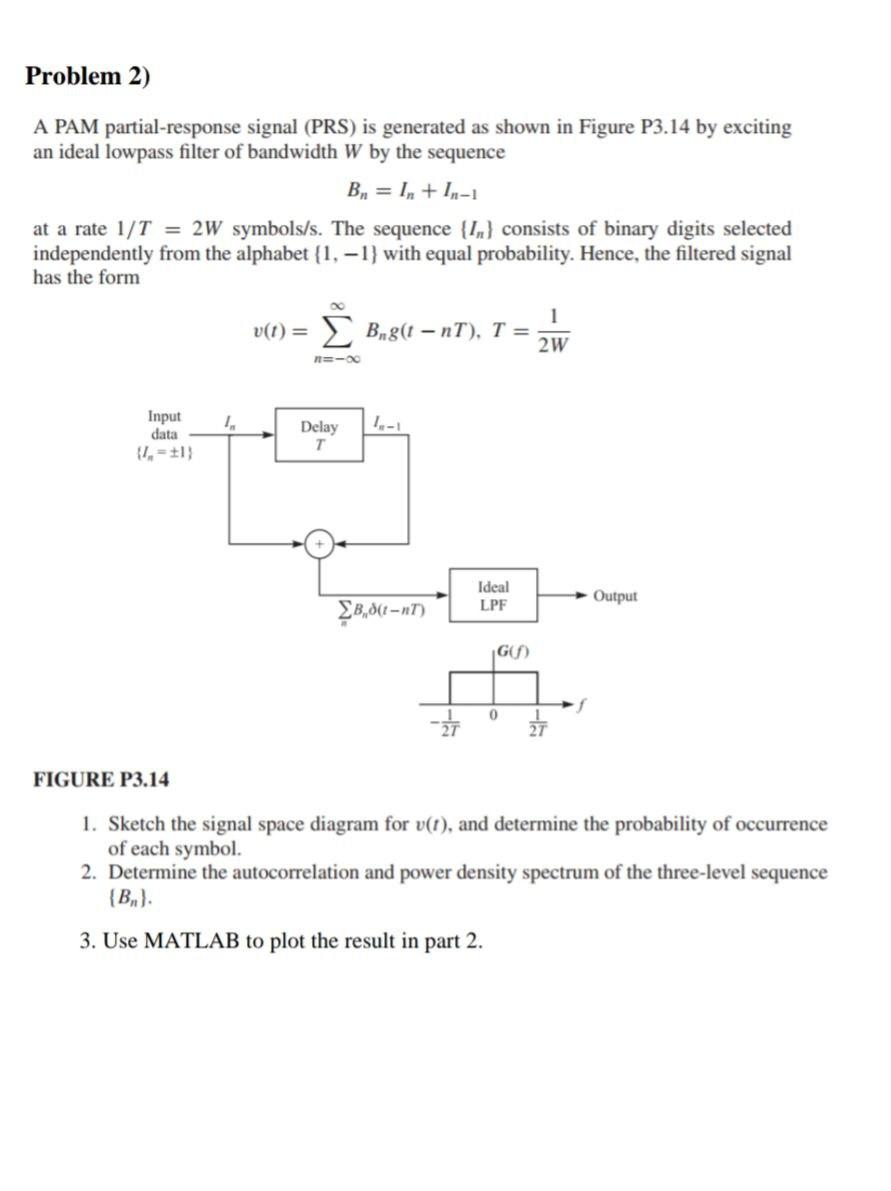 Solved Problem 2) A PAM partial-response signal (PRS) is | Chegg.com