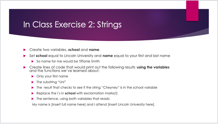 Solved - Create two variables, school and name. - Set school | Chegg.com