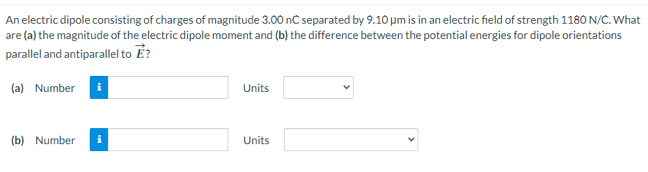 Solved An electric dipole consisting of charges of magnitude | Chegg ...