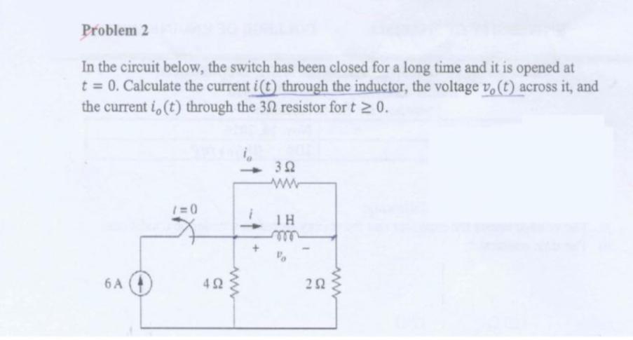 Solved Problem 2 In The Circuit Below, The Switch Has Been | Chegg.com