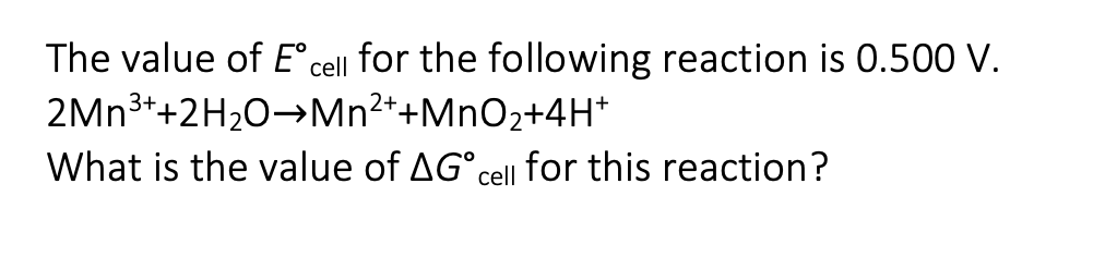 Solved The value of Eºcell for the following reaction is | Chegg.com