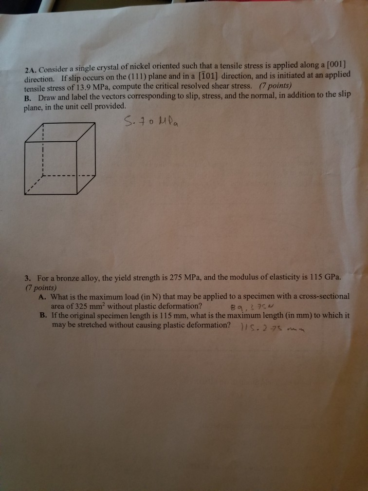 Solved 2A. Consider a single crystal of nickel oriented such
