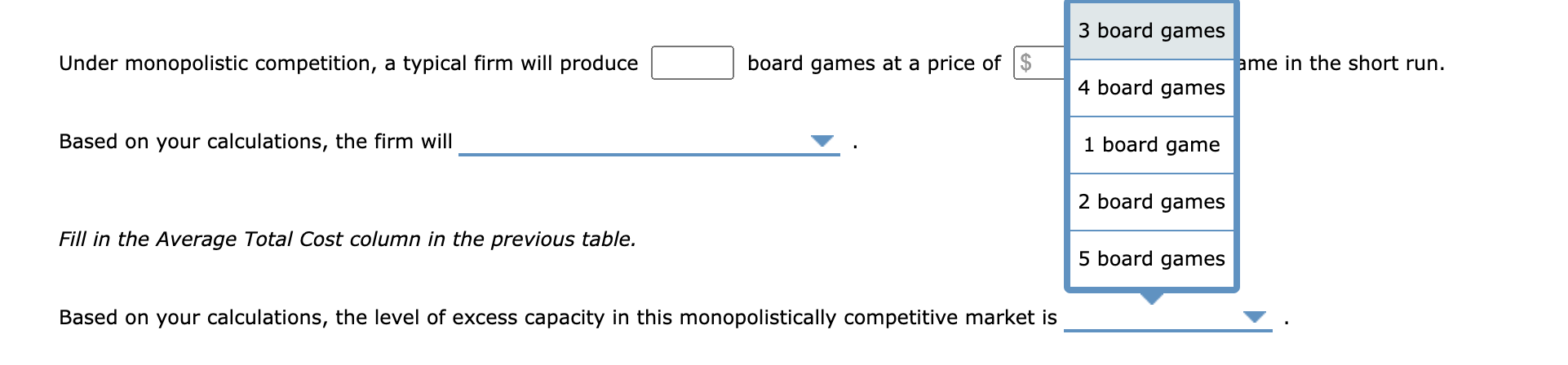 Solved 2. Understanding Excess Capacity The Following Table | Chegg.com