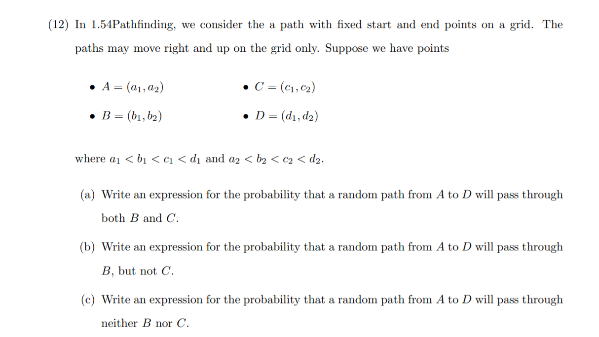 Solved (12) In 1.54Pathfinding, we consider the a path with | Chegg.com